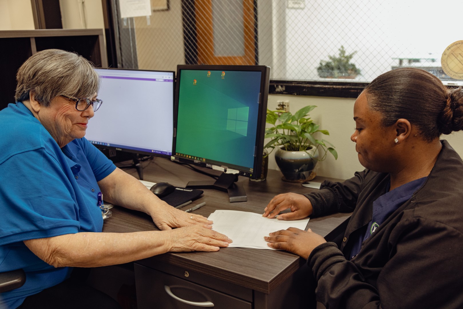 Care team members in a meeting room